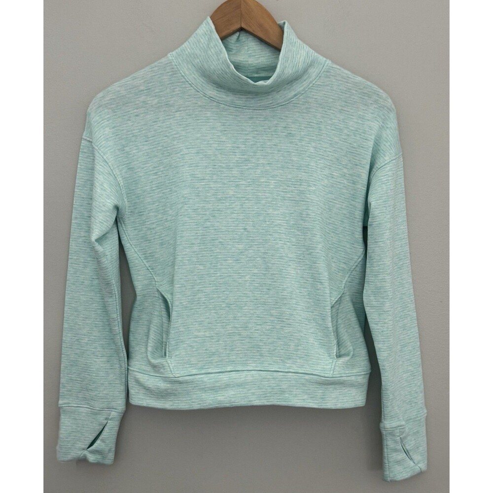 All in Motion Girls L (10/12) Light Blue Heathered Mock Neck Pocket Sweatshirt